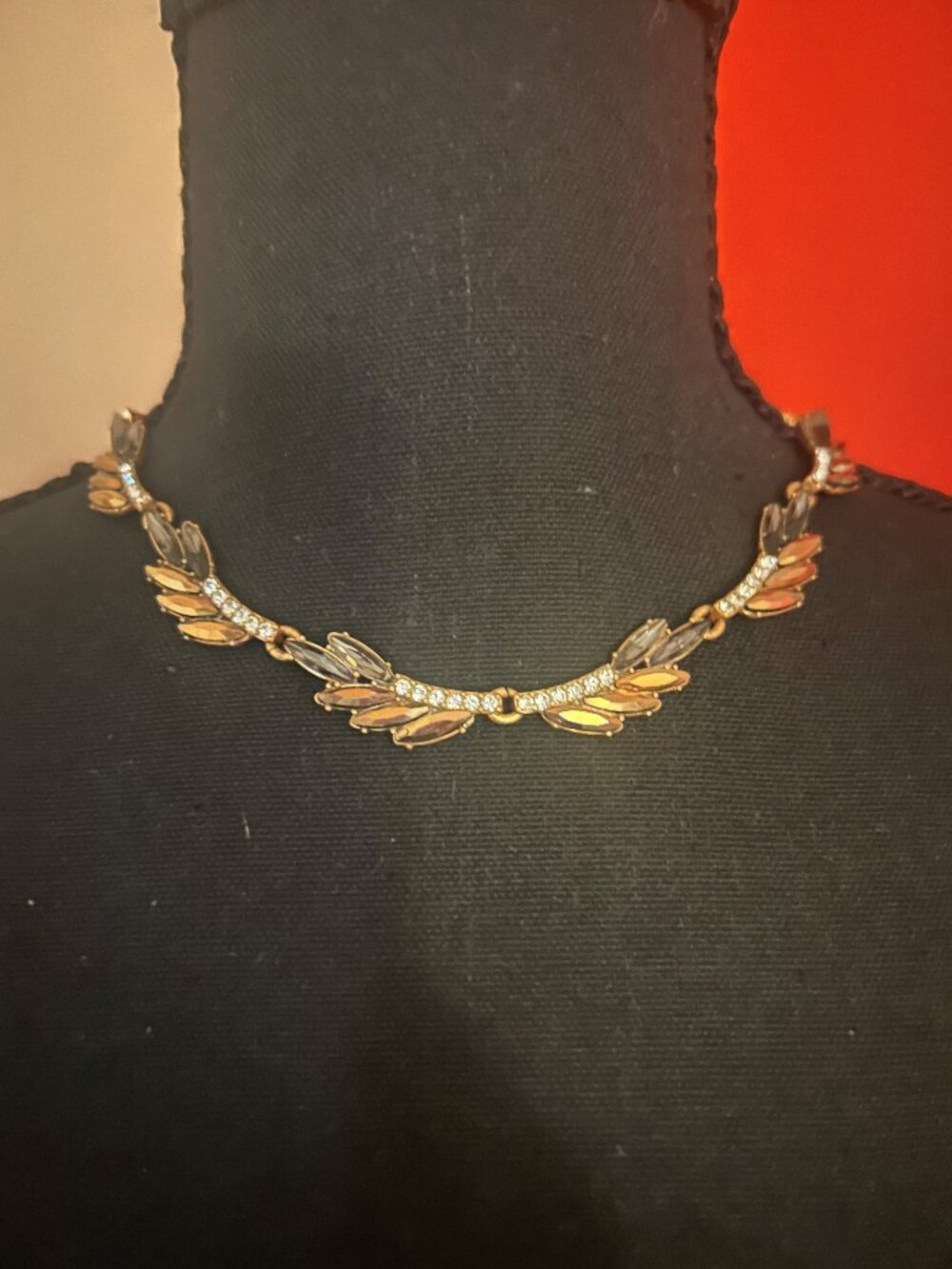 Vintage J. Crew feather and floral design necklace